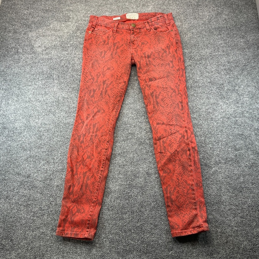 Current/Elliott The Ankle Jeans Womens 0/27 Red Paprika Animal Print Skinny Leg